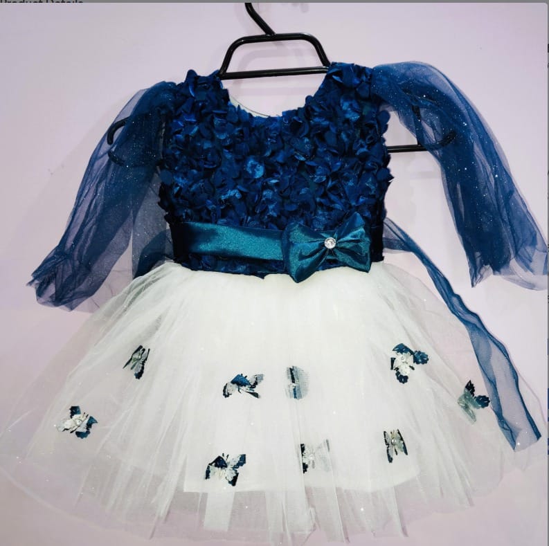 Girls Blue and white Net Frocks & Dresses Pack Of 1 Girls Frock Girls Fancy Frock Girls Net Frock Baby Girls Frock Girls Party Wear Wedding Ceremony Casual Wear Best Quality Fancy Frock Clothing Girls Clothing Set