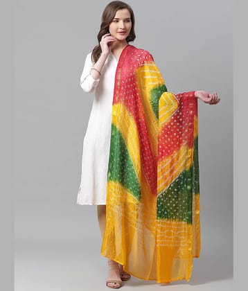 Juniper Yellow Shantoon Bandhej Dupatta - Single