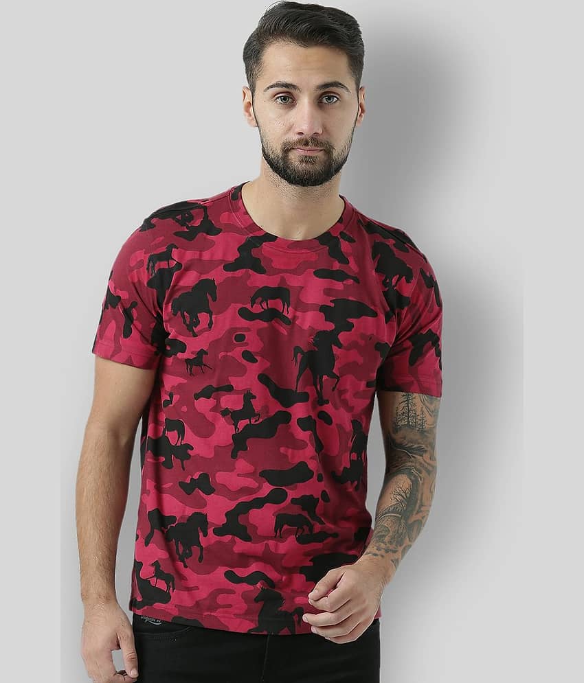 Huetrap Pack of 1 Cotton Regular Fit Men's T-Shirt ( Wine )