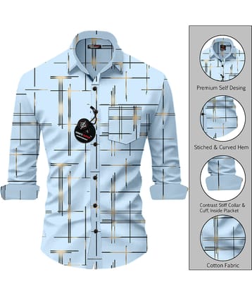 MAN'S SUITUP Viscose Regular Fit Printed Full Sleeves Men's Casual Shirt - Blue ( Pack of 1 )