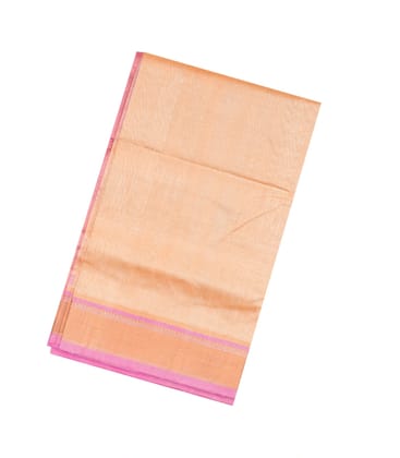 Light Peach Handloom Silk Cotton Saree With Contrast Border-SC3360-Light Peach