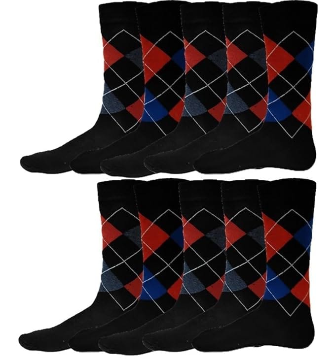 VOICI Men's Formal Socks Black, White Blue and Grey Color Free Size - 10