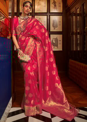 Bridal Red Woven Banarasi Silk Saree