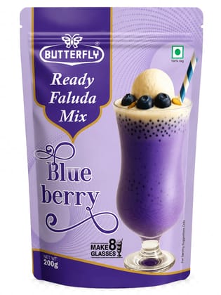 Butterfly Ready Faluda Mix (Blueberry Pouch) (Weight - 200g) by Butterfly Dessert Mixes and Bakery Needs.