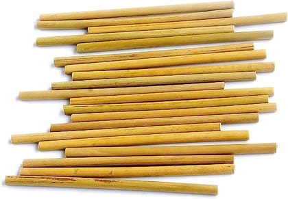Dastkar Craft Bamboo Sticks, Bamboo Straws, Bamboo Stakes Craft Supplies, for Crafts and DIY, Natural Bamboo Color, 5.7” – 5.9” Long and 0.20”-0.24” in Diameter