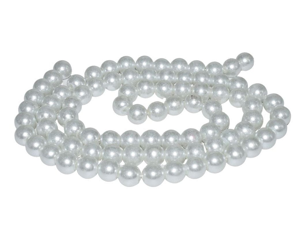 Glass Pearl Beads, 10mm, Round, White , BWGP-037-Per Packet of 2 String (100 Pcs) / 10 MM