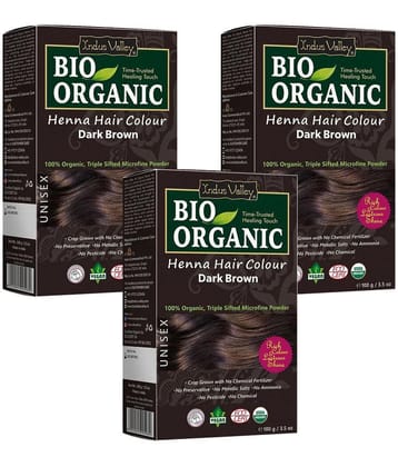 Indus Valley BIO Organic Dark Brown Henna Each Organic Henna 100 g Pack of 3