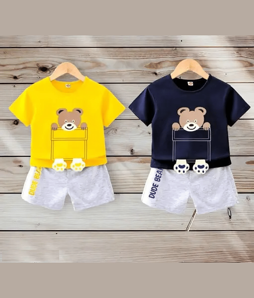 VELION Pack of 2 Baby Boys Cotton Blend T-Shirt & Shorts Set ( Multicolor 2 )