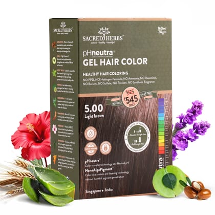 Sacred Herbs® Damage Free pH Neutral Gel Colour-Light Brown 5.00-Value Pack (Without Shampoo and Conditioner)