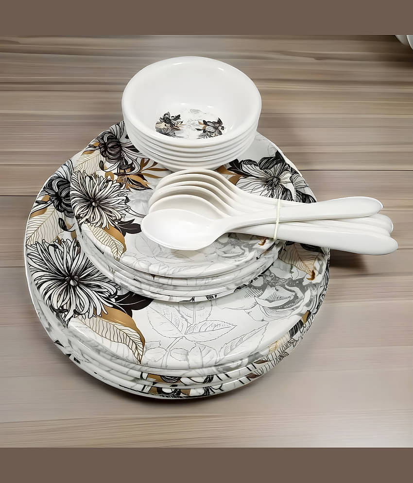 Inpro Melamine Dinner Set Pack Of 24 Multicolor Melamine Dinner Set ( Pack of 24 )