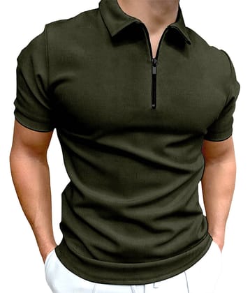 FTX Pack of 1 Cotton Blend Regular Fit Solid Half Sleeves Men's Polo T Shirt ( Dark Grey )