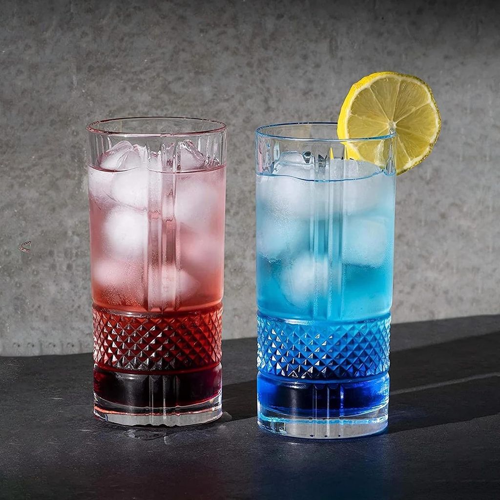 European Premium Crystal Juice and Water Glasses | 280 ML | Long Elegant Drinking Tumbler | Stylish Round Highball Glass for Cocktails, Mocktail (Perfect for Guest) Pack of 6