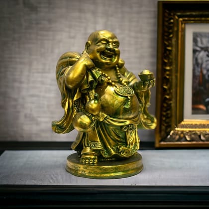 Laughing Buddha have Coin Pottly Statue Resin Figurine The Best Gift For Baby Shower H- 26 cm-Poly Resin