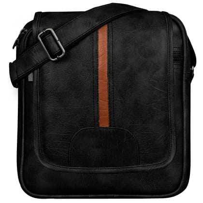 Black Casual Faux Leather Cross Body Sling Bag For Men SL03