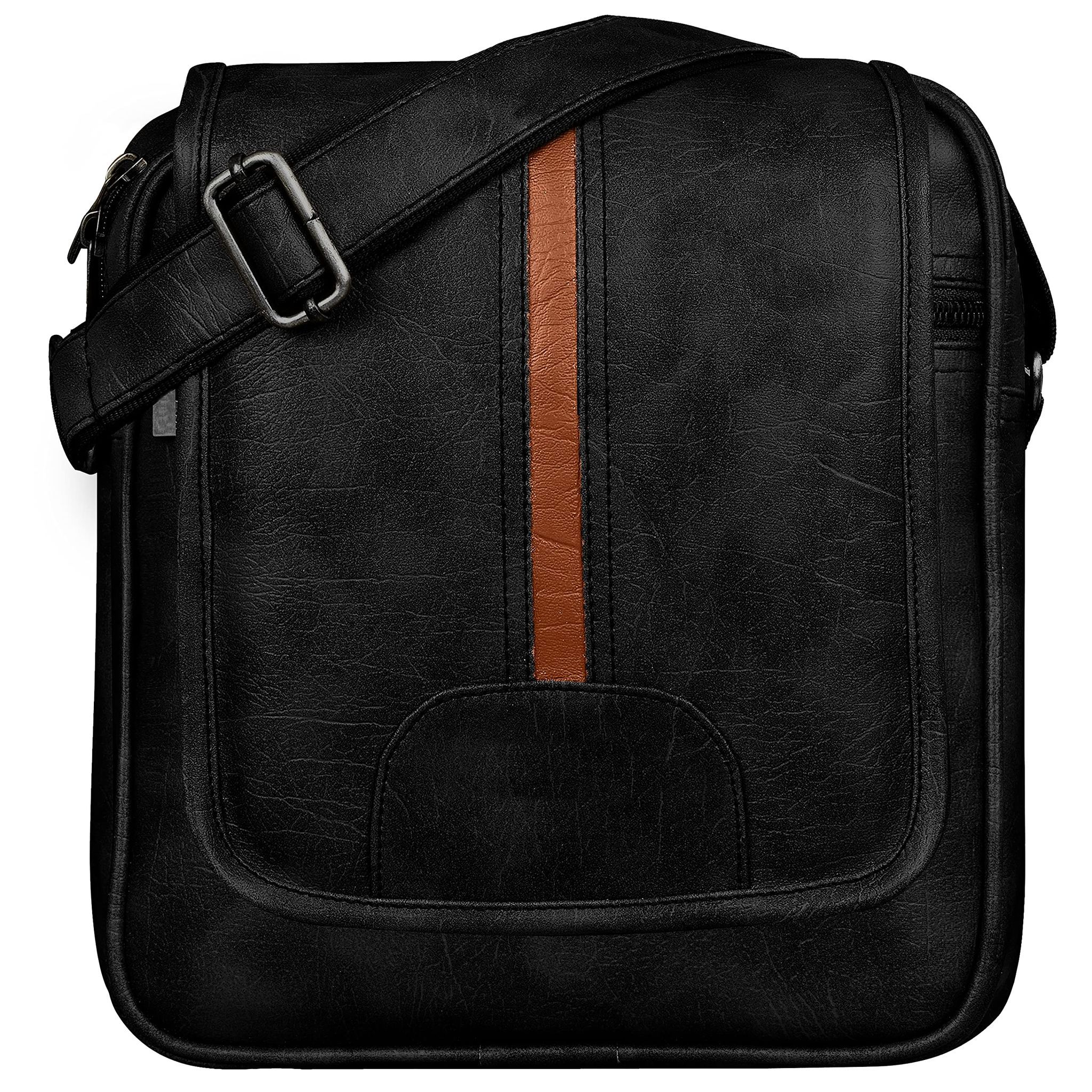 Black Casual Faux Leather Cross Body Sling Bag For Men SL03