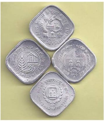 PE - 5 Paise Commemorative Coins - F.A.O Series - 1976,1977,1978,1979 - Full Set - Good Condition with Holders