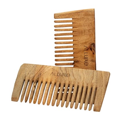 Allure Wooden Neem Comb CS-02 - Pack of 2