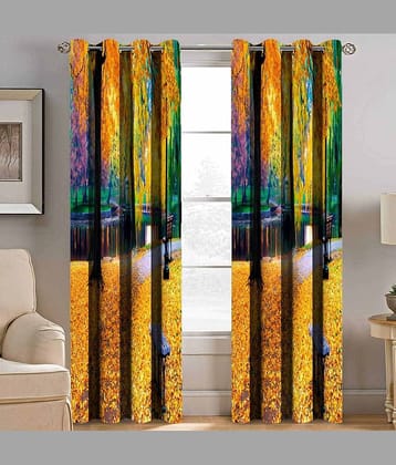 BELLA TRUE Multicolor Pack of 1 Polyester Window Curtain (4 ft X 5 ft)