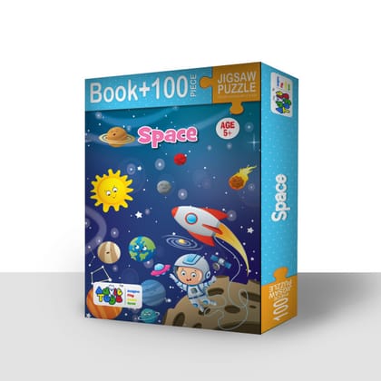 Advit Toys Space Jigsaw Puzzle - 100 Piece + 32 Page Educational Book