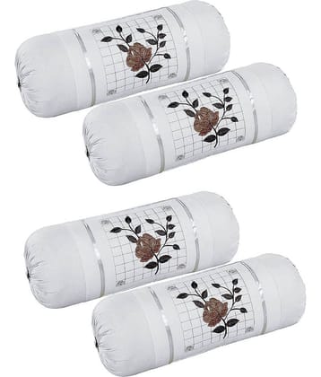 MAHALUXMI COLLECTION - Pack of 4 Microfiber Embroidered Standard Size Pillow Cover ( 78.74 cm(31) x 40.64 cm(16) ) - White