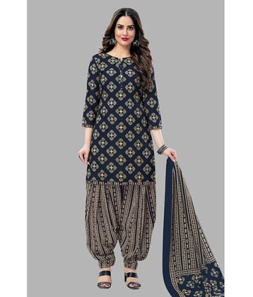 SIMMU Unstitched Cotton Printed Dress Material - Blue ( Pack of 1 )