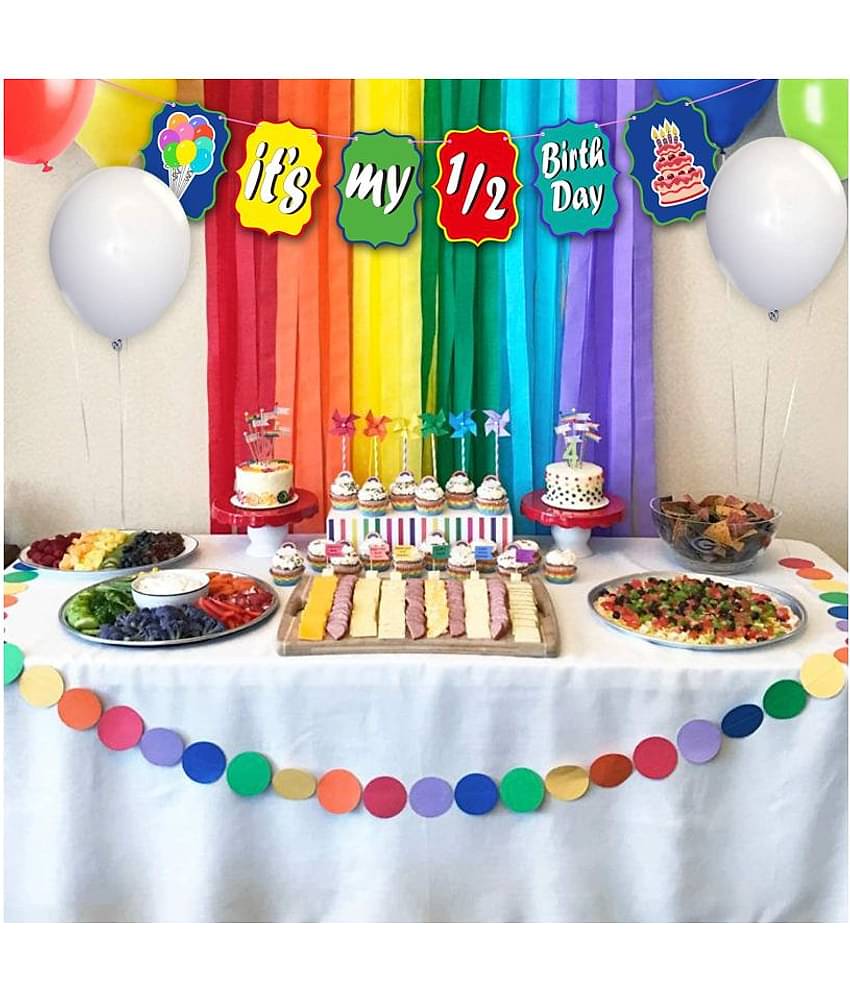 ZYOZI Party Decoration Half Month, 1/2 Month Baby Birthday Banner of Birthday Party Decoration Photo Shoot Banner/Girls's Half Birthday Decorations, Girl Baby Half-Birthday Photo Shoot Pack( Set of 1)
