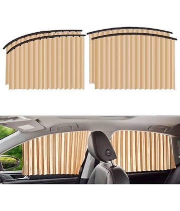 RAMDEV ENTERPRISE Universal Fit Magnetic Car Side Window Privacy Sunshade, Car Sun Shade Side Window, Magnet Pleated Curtains for Car Window, Removable Car Window Curtains (Cream).