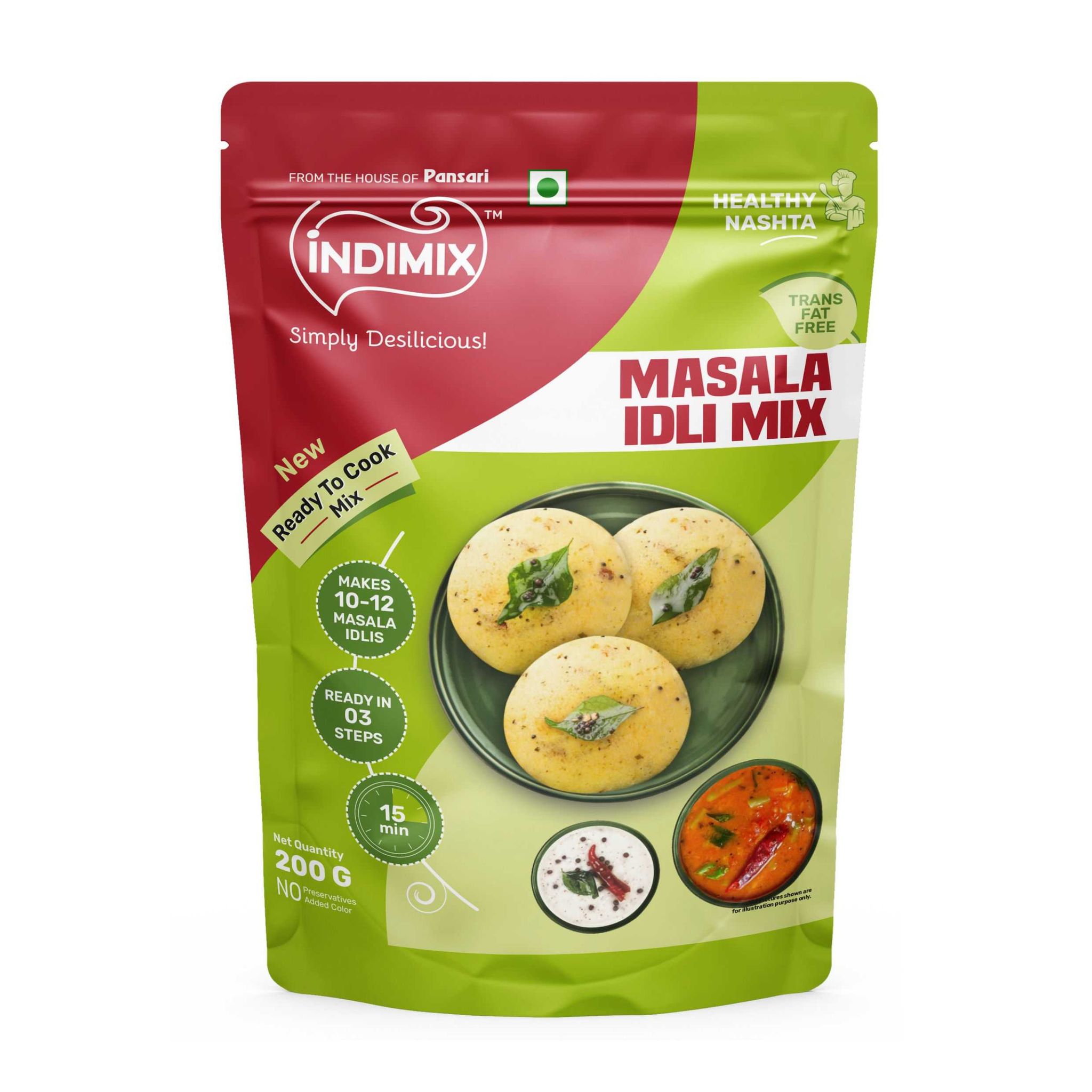 Indimix Ready to Cook Masala Idli Mix - 200g ( Pack of 50 )