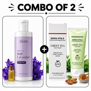 (Combo of 2) Deep Cleansing Green Tea Face Wash for Oily to Normal Skin & Still Lavender Paraben-Free Moisturizing Body Wash (250ml)