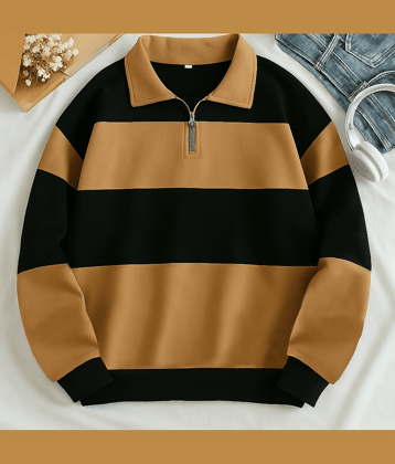 Try This Men Cotton Blend Regular Fit Colorblock Polo T Shirt ( Brown )