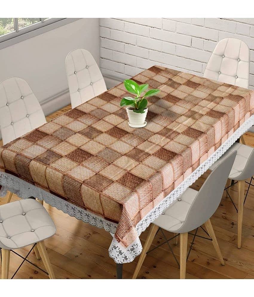Printed PVC 6 Seater Rectangle Table Cover ( 228 x 152 ) cm Pack of 1 Brown