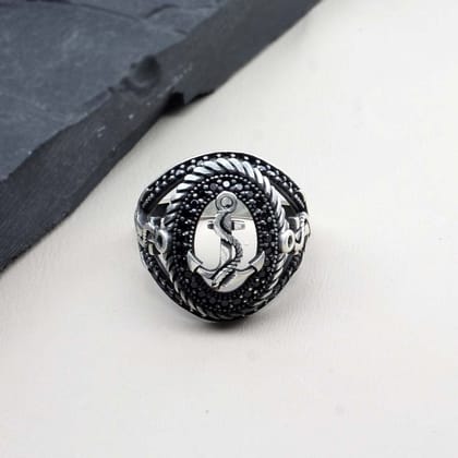 Gothic 925 Sterling Silver Oxidized Black CZ Men's ring