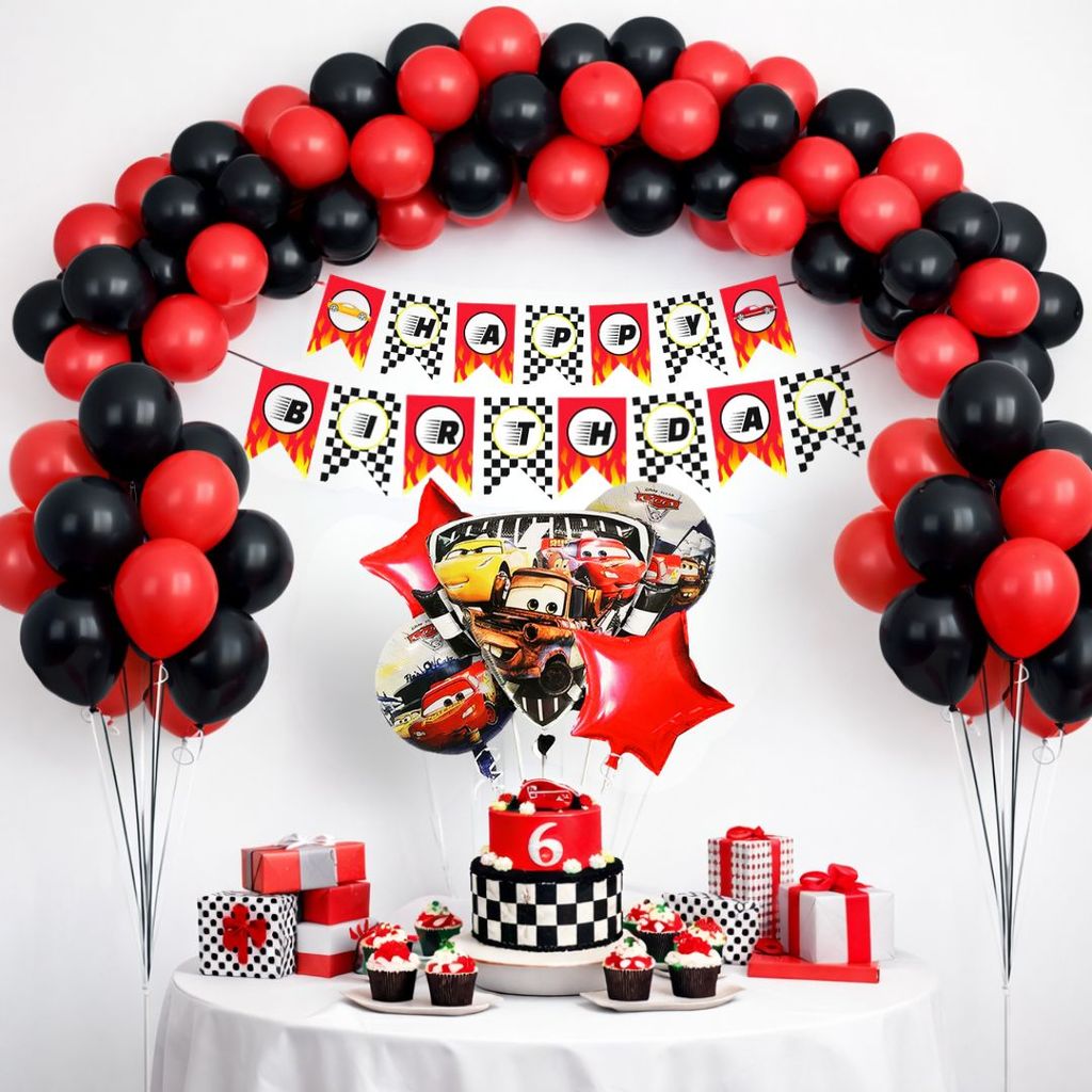 Racing Car Theme Birthday Decoration Combo Kit with Banner and Balloons - Party and Festive Needs | Buy online on ZillyBuy