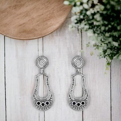 Oxidised Stylish Chandbali Earrings