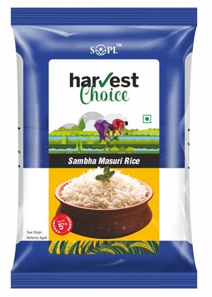 Harvest Choice Sambha Masuri Rice – 5kg | Premium Quality, Aromatic & Non-Sticky | Soft & Fluffy Grains Harvest Choice Sambha Masuri Rice – 5kg | Premium Quality, Aromatic & Non-Sticky | Soft & Fluffy Grains