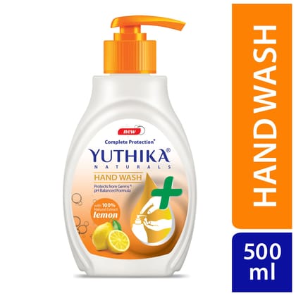 Yuthika Liquid Hand Wash 500ml Dispenser Bottle, Lemon Handwash, Germ Protection Handwash with a pH Balanced Formula