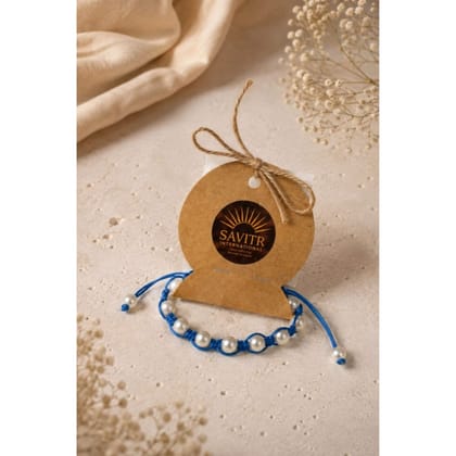 BLUE BEADED MACRAMร BRACELET BLUE BEADED MACRAMร BRACELET