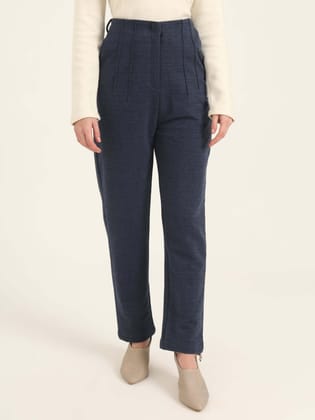 Women'S Premium Indigo Knit Multi Pleated Trouser-28