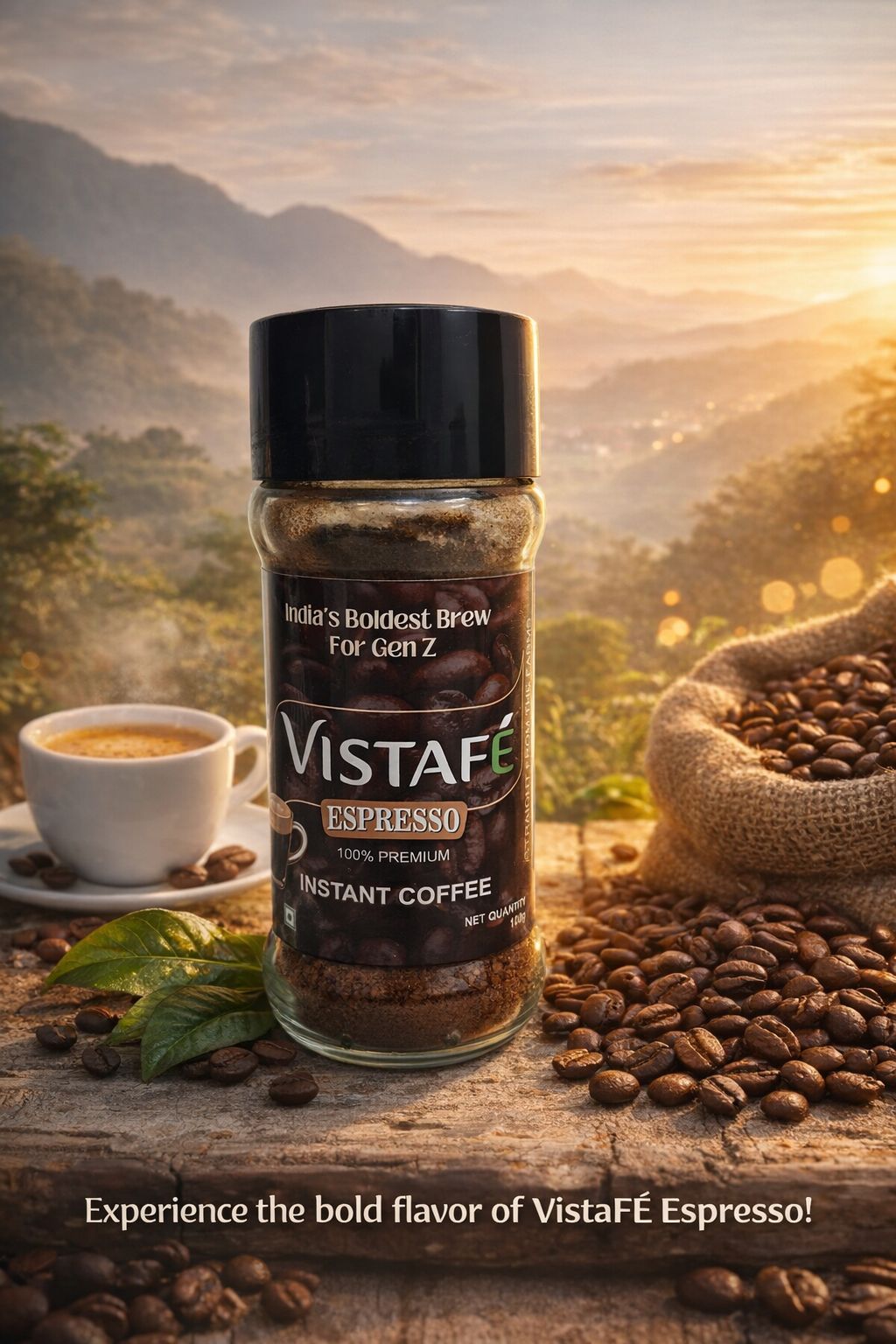 Vistafe Strong Espresso Instant Coffee for Bold Taste
