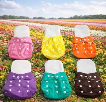 Pack of 6 with 6 Inserts  Reusable Baby Diapers