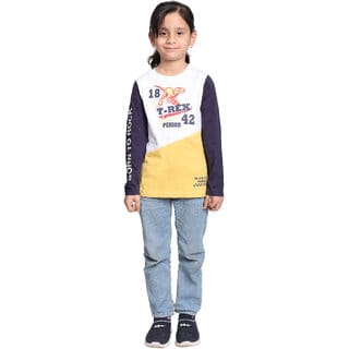 Kid Kupboard Cotton Girls T-Shirt, Multicolor, Full-Sleeves, 7-8 Years KIDS7222