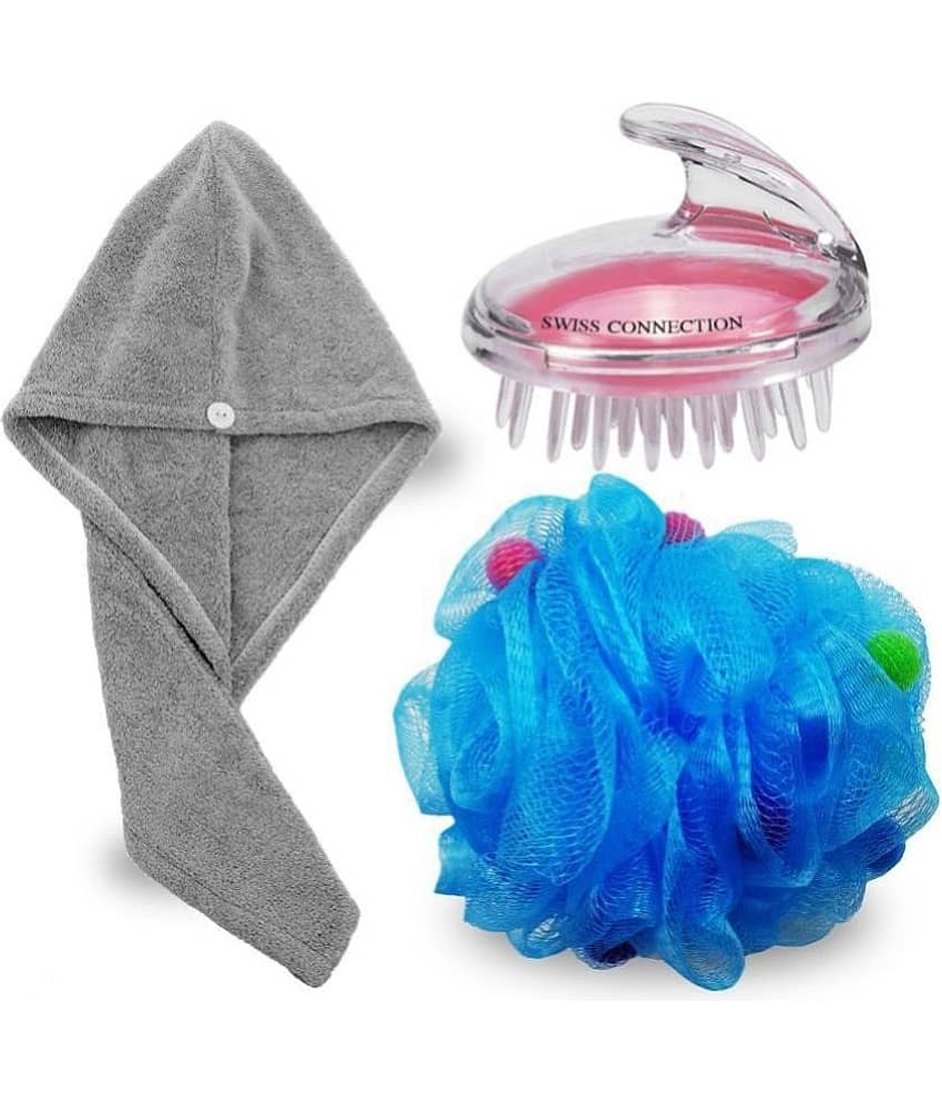 Swiss Connection Hair Towel-Hair Scalp Bath Sponge Assorted Pack of 3