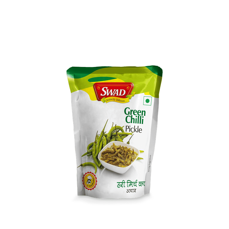 SWAD Delicious Green Chilli Pickles and Pickles and Chutney/ Hari Mirchi Achar - 200 gm (Pack of 8)