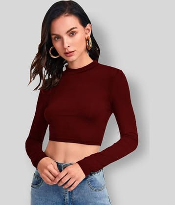 Dream Beauty Fashion Women's Polyester Crop Top ( Maroon )
