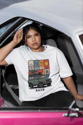 Defender Classic retro _  AUTO Round Neck Drop Shoulder Graphic Printed Oversized Cotton T-shirt-S / White