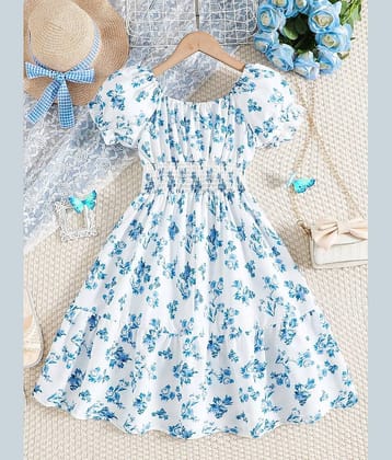 Arshia Fashions Polyester Fit And Flare Dress For Girls ( Pack of 1 , Blue )