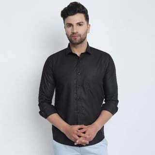 Baleshwar Mens Black Regular Fit Formal Shirt (Pack of 1)