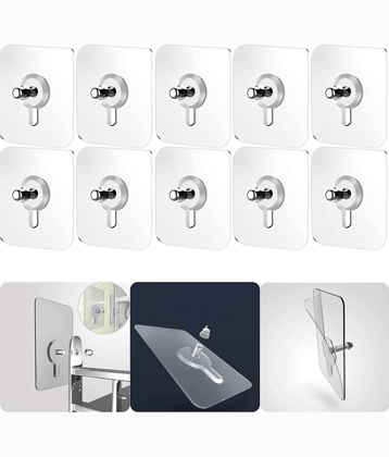 Sansuka Wall Hooks Adhesive No Drilling Waterproof for Home Kitchen Bathroom (Pack of 10)
