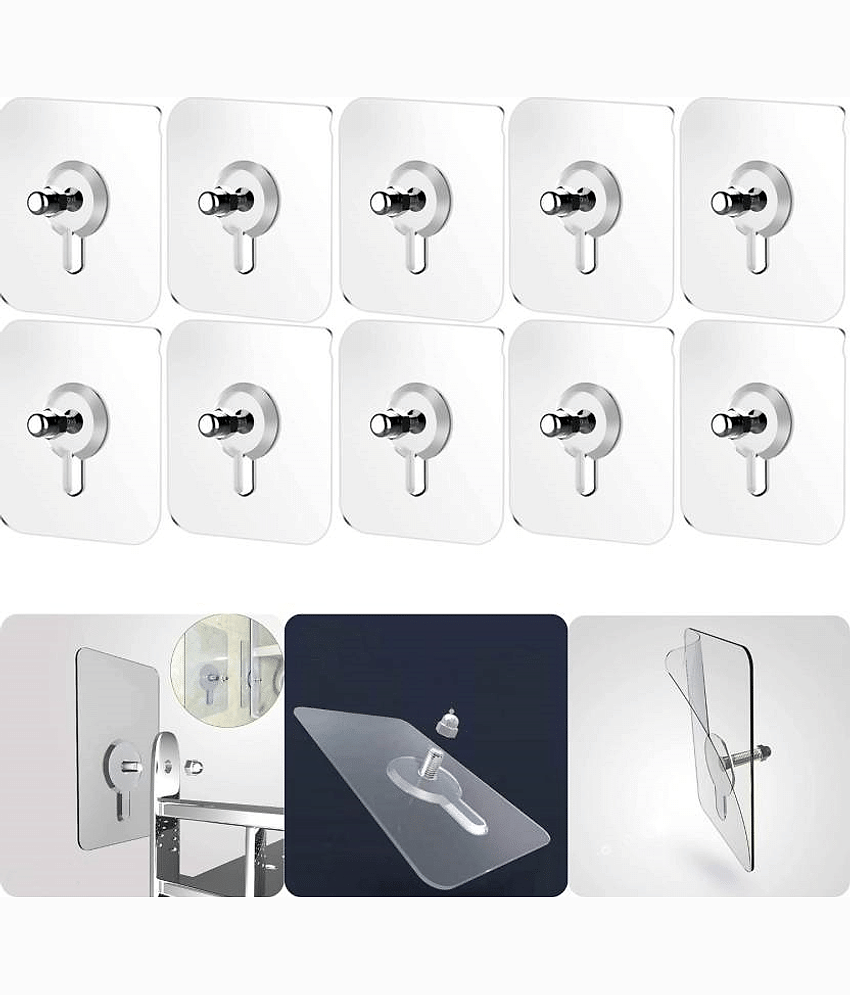 Sansuka Wall Hooks Adhesive No Drilling Waterproof for Home Kitchen Bathroom (Pack of 10)