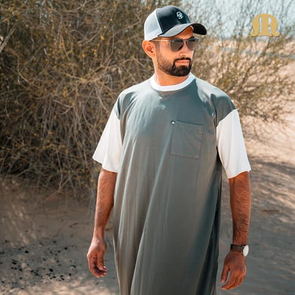 Mullido Over-sized Half Sleeve Green Thobe-XL